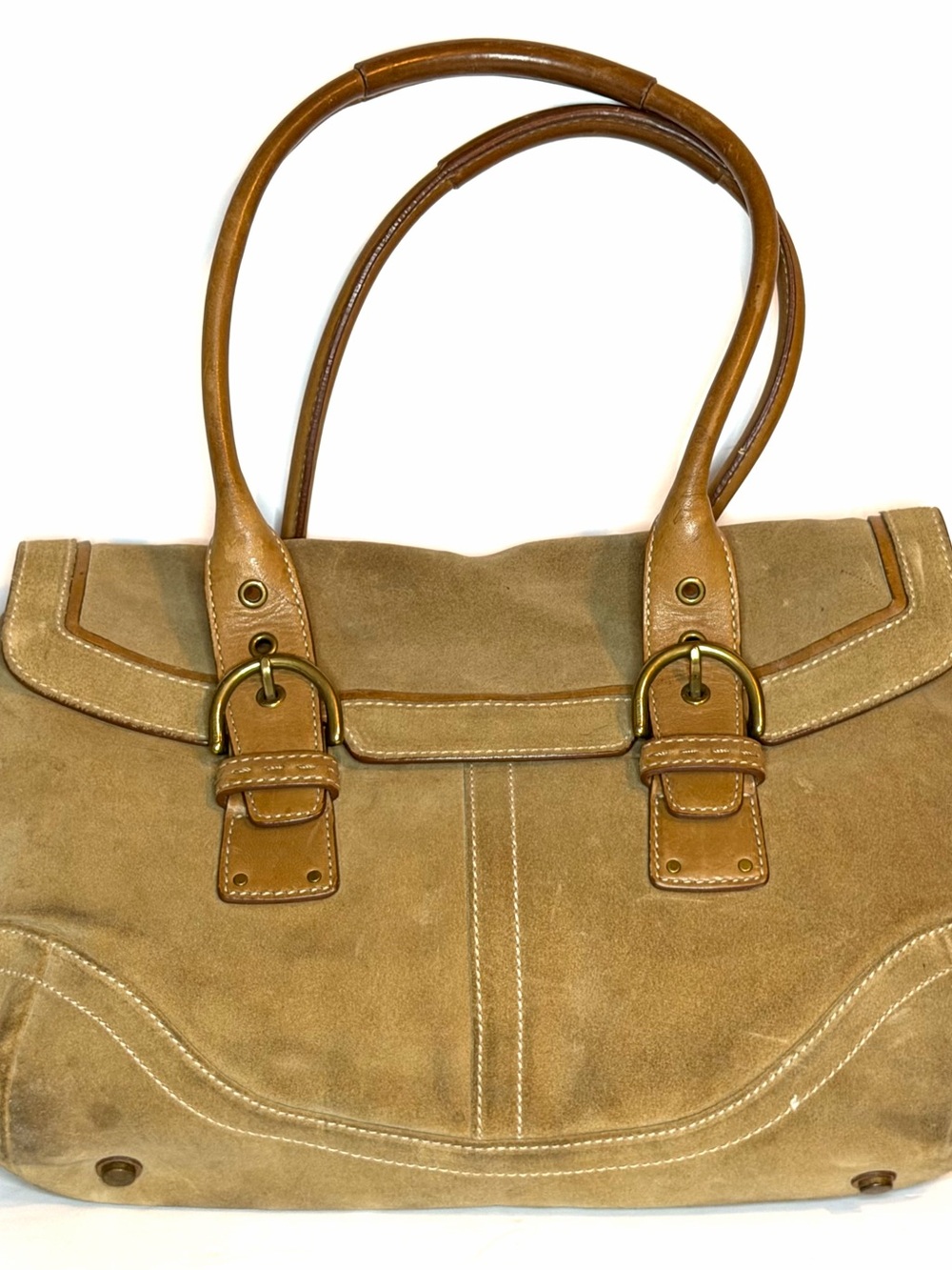 Coach Vintage SoHo Hamptons Suede Flap Satchel F04S-9674 Tan